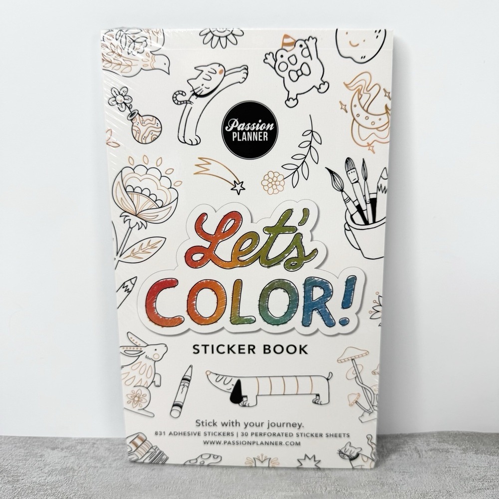 Passion Planner Let's Color Sticker Book 30 Sheets 831 Adhesive Stickers